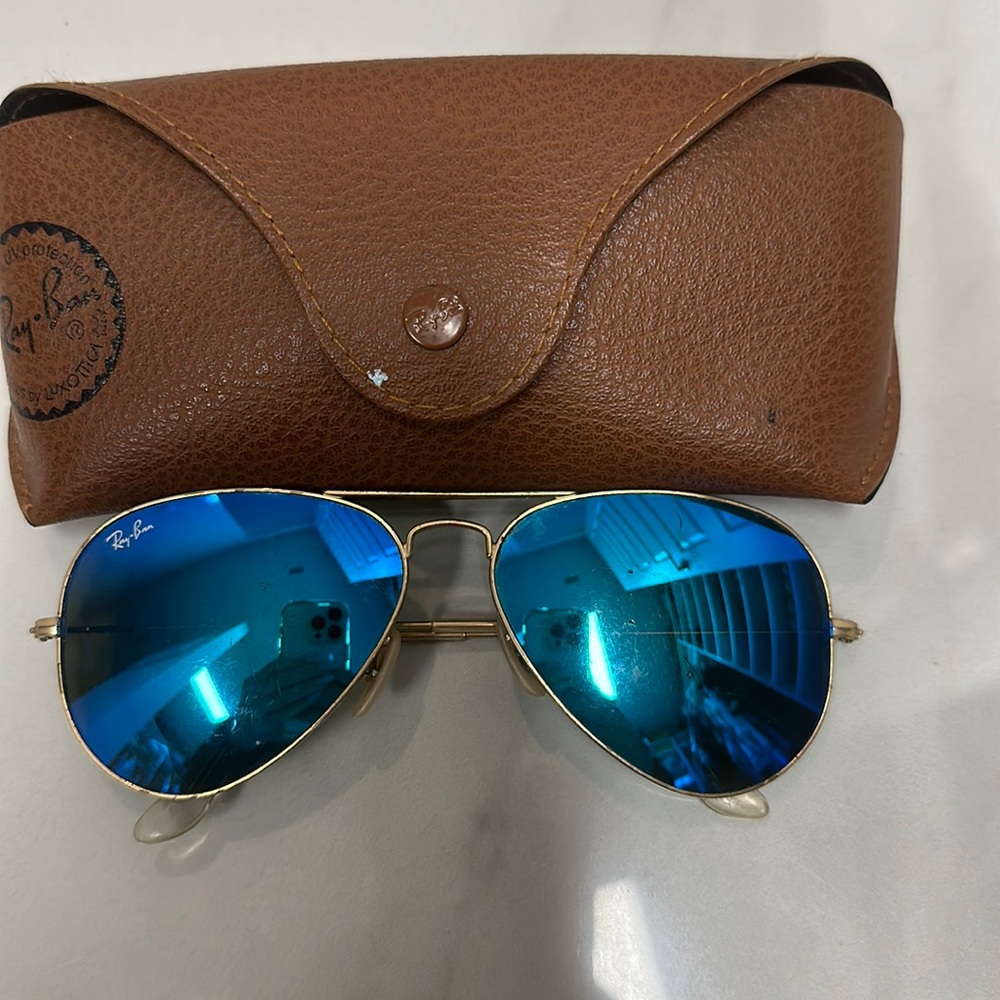 Ray ban aviators - blue lenses 58mm